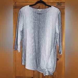 Elegant Black and White Striped Women's Long Sleeve Top